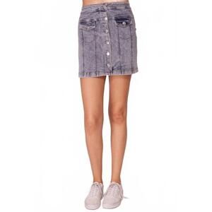 NEW TIMING kacey button down mini skirt in light denim